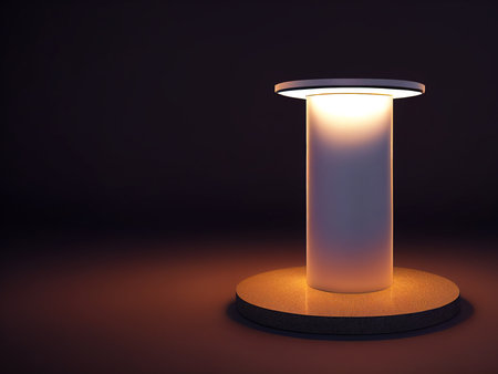 Desk lamp in dark room with copy space. 3D rendering image.の写真素材