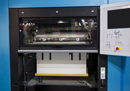 Large format digital printing machine. Printing industry.