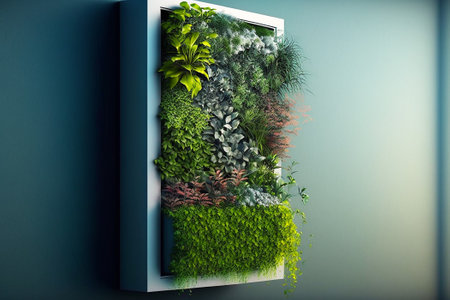 Green wall vertical garden friendly green nature eco friendly design landscape in building.