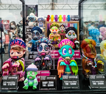 Bangkok, Thailand - April 9, 2023: Chinese vampire model toys by SpookyworkHK display in Toy Expo 2023.のeditorial素材