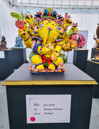 Bangkok, Thailand - April 9, 2023: Ganesha blessing by Phubeng Phukasem display in Toy Expo 2023.のeditorial素材