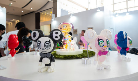 Bangkok, Thailand - April 9, 2023: DOB-KUN figures by Takashi Murakami display in Toy Expo 2023.のeditorial素材