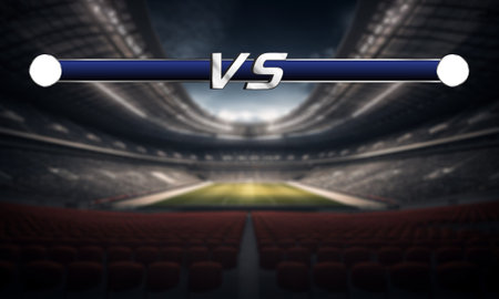 blurry background of football stadium with scoreboard information. illustration image.の写真素材