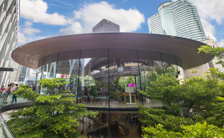 Bangkok, Thailand - June 10, 2023: Apple Store at Central World shopping mall Bangkok. Apple's flagship stores in Thailand.のeditorial素材