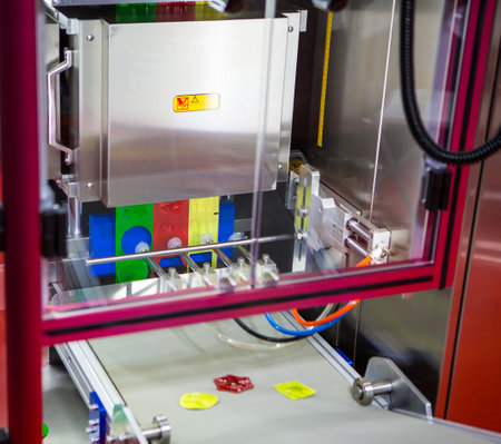 Sauce sachet automatic vertical filling and machine.の写真素材