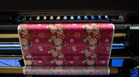 Hybrid digital textile printer. Dye sublimation printing machine.の写真素材