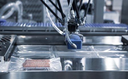 Linear food heat thermoforming sealing and packaging machine