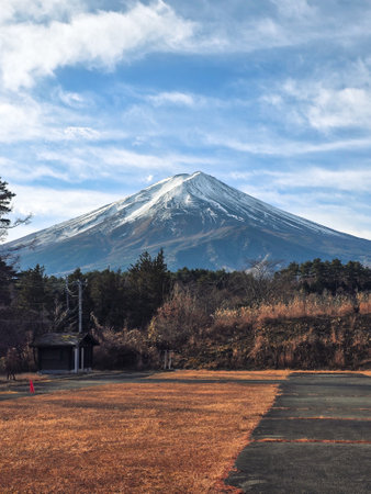 View of mount Fuji in winterの写真素材