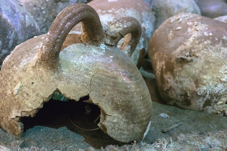 Heraklion, Crete / Greece. Amphora that was found in a shipwreck in tha sea area of Heraklion, now...