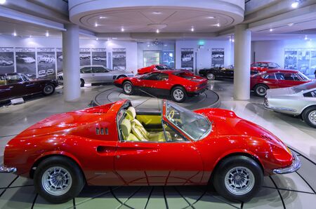 Athens, Attica / Greece - February 9, 2013: Ferrari Dino 246 GTS and Ferrari 365 GT4 Berlinetta Boxer in Hellenic Motor Museumのeditorial素材