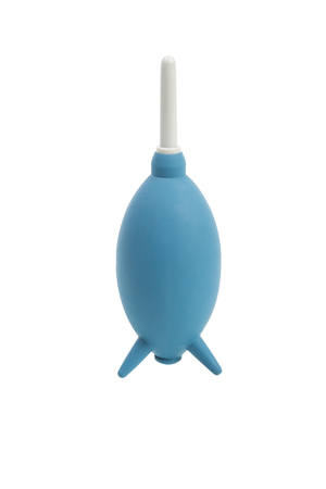 Silicone or Rubber Air Blower pump dust cleaner camera and lenses isolated on white backgroundの写真素材