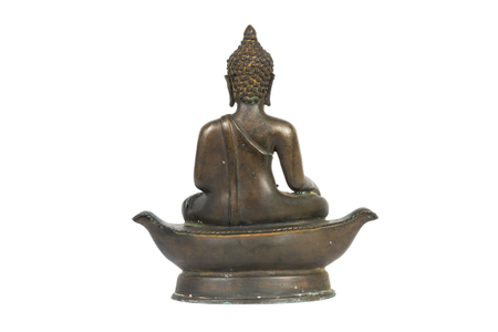 Backside Buddha of Buddhism religion isolated on white backgroundの写真素材