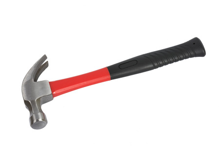 red hammer isolated on white backgroundの写真素材