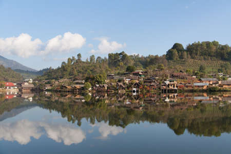 Village near lakeの写真素材