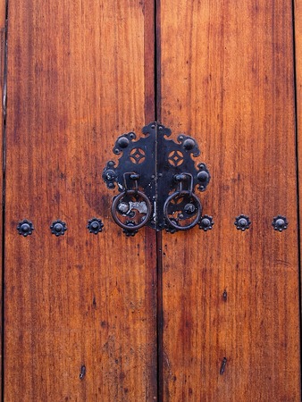 Oriental style wooden door の写真素材