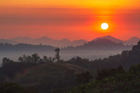 Sunrise at Phu Chi Fa at Chiangrai Province, Thailand.の写真素材