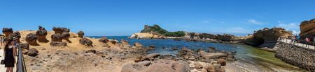 Taipei, Taiwan- July 19, 2018 -Natural landscape in Yehliu Geopark, New Taipei City, Taiwan. The unique geological formations eroded by the sea.のeditorial素材
