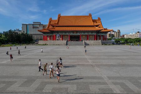 Taipei, Taiwan - July 20, 2018 : Visitor walking around  The National Music Hall at  Chiang Kai-shek Memorial Hall is a national monument landmark. It is located in Zhongzheng District, Taipei, Taiwan.のeditorial素材