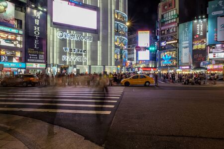 Taipei, Taiwan - July 20, 2018: People walking around at Ximending. A neighborhood and shopping district in the Wanhua District of Taipei, Taiwan.のeditorial素材