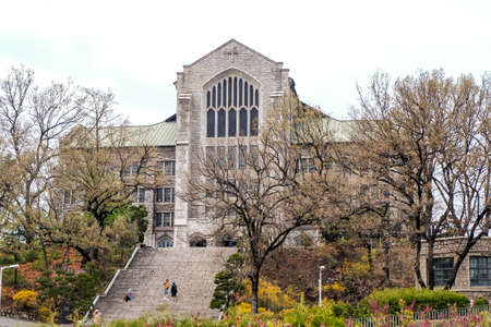 Seoul South,Korea-April 10 ,2019: Ewha Womans University in spring season is a landmark University and popular tourist attraction and currently the world's largest female educational institute. in Seoul.のeditorial素材