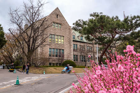 Seoul South,Korea-April 10 ,2019: Ewha Womans University in spring season is a landmark University and popular tourist attraction and currently the world's largest female educational institute. in Seoul.のeditorial素材