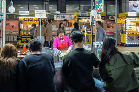 Daegu , South Korea, April 4, 2019:Most of tourist and korean people visit in Daegu traditional market. The seomun market is a big market in Daegu city, and especially the night market  There are many things to eat.のeditorial素材