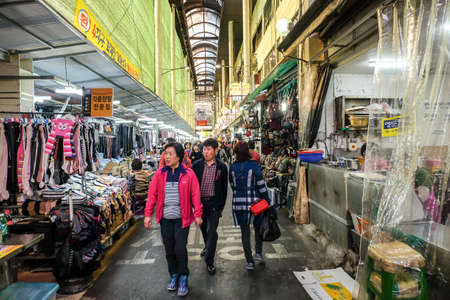 Daegu , South Korea, April 4, 2019:Most of tourist and korean people visit in Daegu traditional market. The seomun market is a big market in Daegu city, and especially the night market  There are many things to eat.のeditorial素材