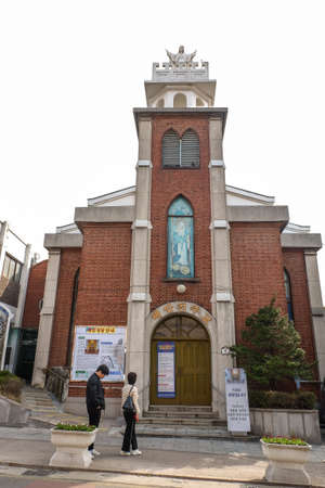 Chinatown, Incheon, South Korea - April 11, 2019: Incheon's Chinatown, the largest Chinatown in South Korea, a Well-known Tourist Attraction with Chinese Shops and Restaurants.のeditorial素材