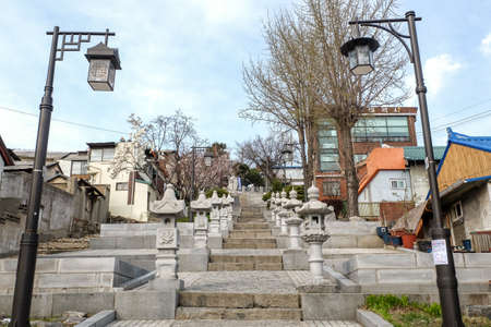 Chinatown, Incheon, South Korea - April 11, 2019: Incheon's Chinatown, the largest Chinatown in South Korea, a Well-known Tourist Attraction with Chinese Shops and Restaurants.のeditorial素材