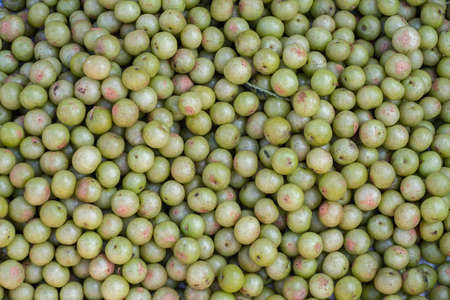 Indian gooseberry (Phyllanthus emblica), Malacca tree, or amla fruit. Emblic fruits for sale in the market.の写真素材