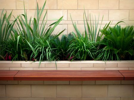 bench seat gardenの写真素材