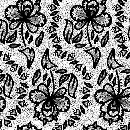 Seamless pattern with black laceのイラスト素材