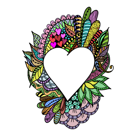 Heart in the style of Doodle black and white imageのイラスト素材
