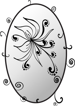 Black flower in oval frame for greeting cardのイラスト素材