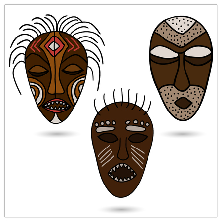 The set of three African masks in color.のイラスト素材