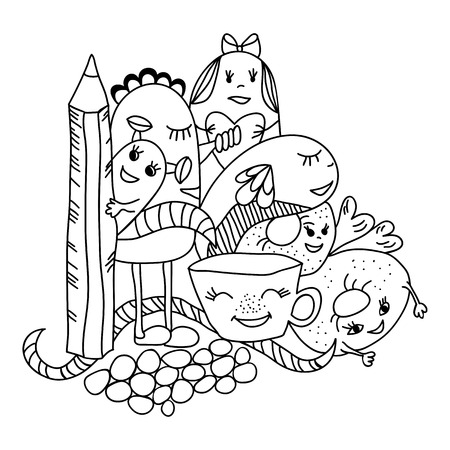 The pattern is a fun abstraction from different objects and creaturesのイラスト素材