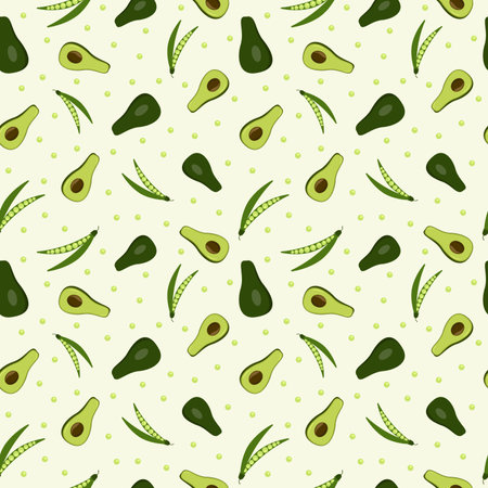Seamless pattern with avocado. Healthy vegan food. vector illustration.のイラスト素材