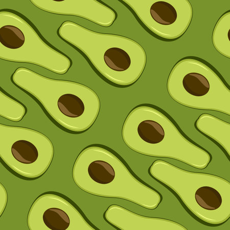 Seamless pattern with avocado. Healthy vegan food. vector illustration.のイラスト素材