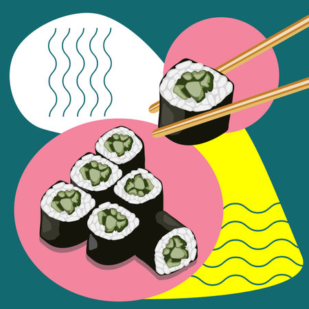 Realistic fresh sushi design concept set isolated vector illustration.のイラスト素材