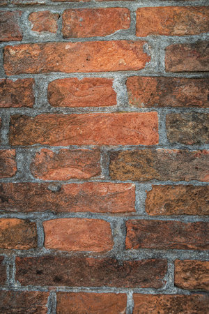 Brick wall Ancient brickwork. Red brick background. Place to copy