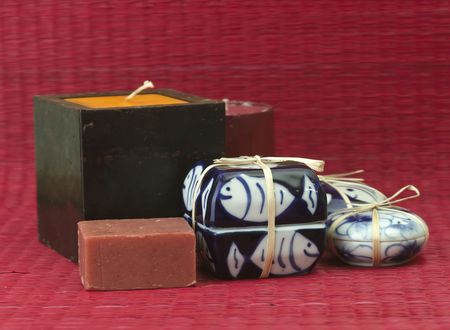 SPA natural soap and canddle (large format photography)の写真素材