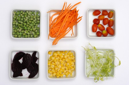 Closeup of a vegetable salad setの写真素材