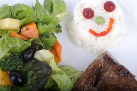 Tuna fish with salad with riceの写真素材