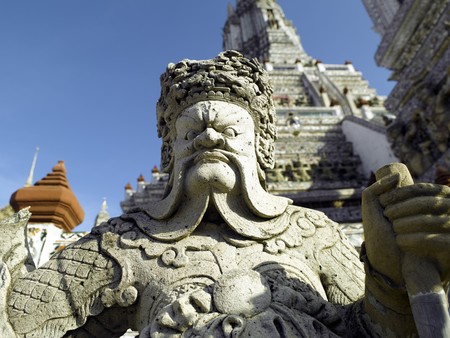 Thailand Bangkok Wat Arun temple - sculpturesの写真素材