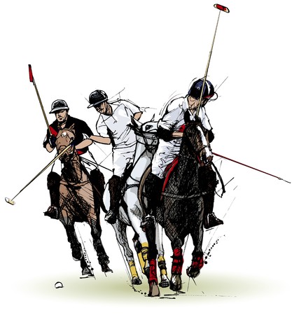 polo players (hand drawing)の写真素材