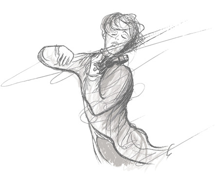 illustration of violin playerのイラスト素材