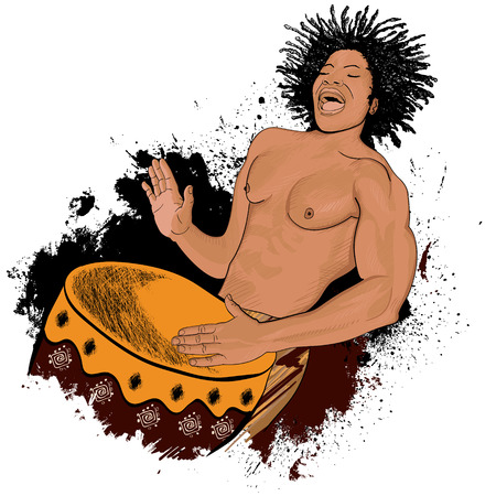 Vector illustration of an african drummerのイラスト素材