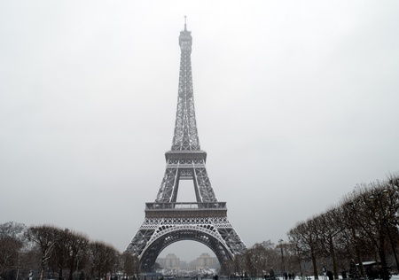 France Paris trocadero under snow の写真素材