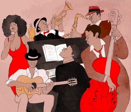 illustration of a Jazz bandのイラスト素材