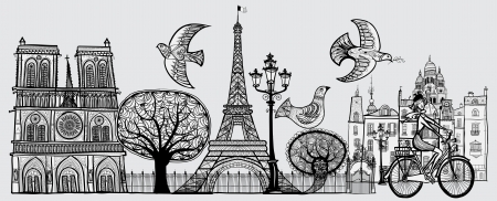Vector illustration of an original composition about Parisのイラスト素材